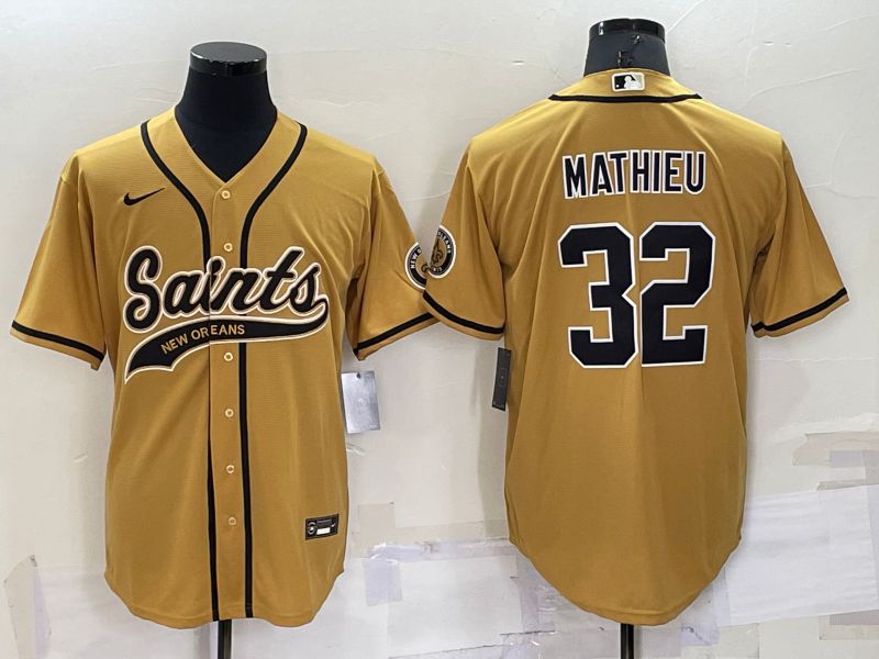 Men New Orleans Saints #32 Mathieu Yellow 2022 Nike Co branded NFL Jersey->dallas cowboys->NFL Jersey